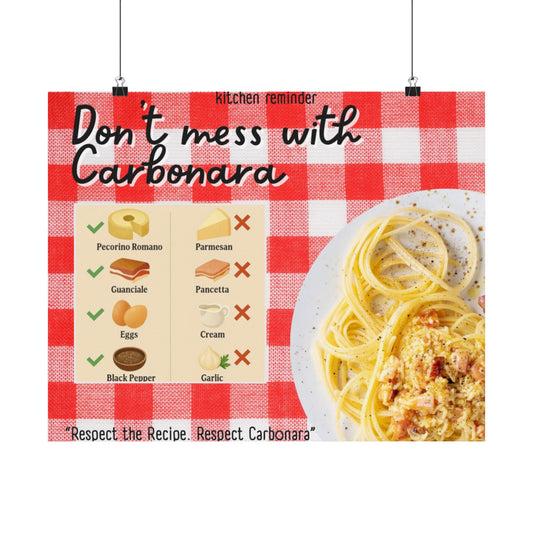 Poster - Satin 210gsm - Don't Mess with Carbonara Funny Kitchen Decor (Digital + Print Options)
