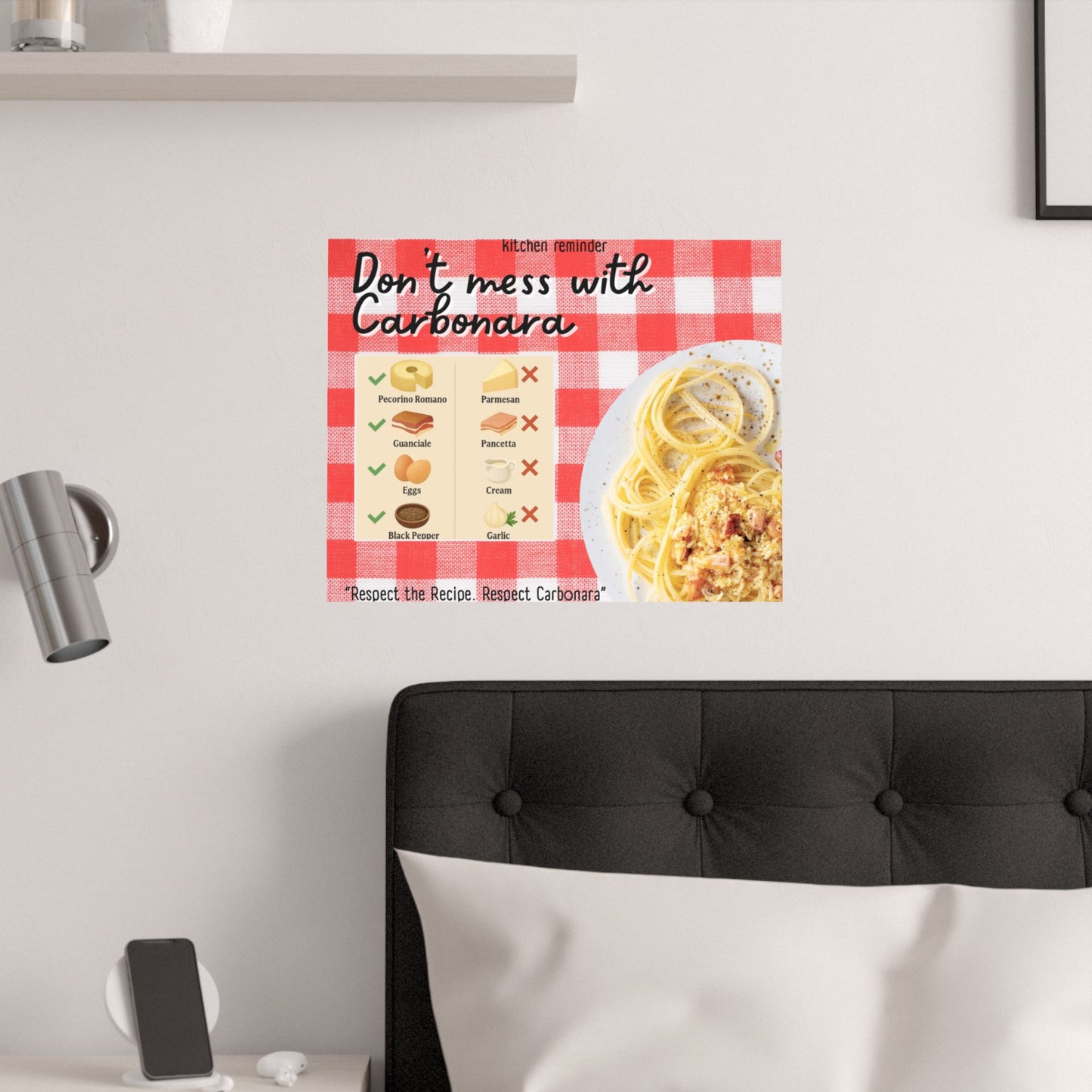 Poster - Satin 210gsm - Don't Mess with Carbonara Funny Kitchen Decor (Digital + Print Options)