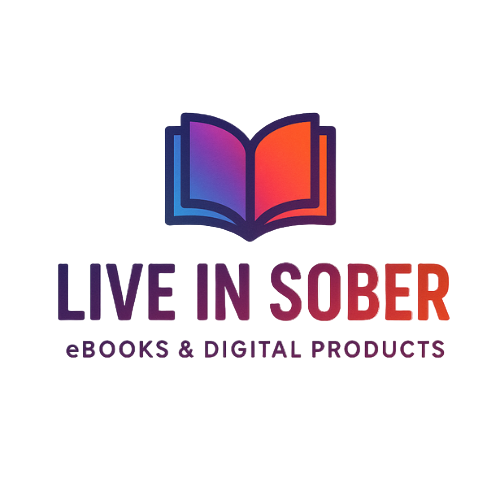 Logo for 'Live in Sober' with a colorful book icon on a white background