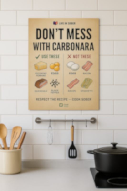 Carbonara Checklist – The Authentic Italian Recipe (Digital Poster)